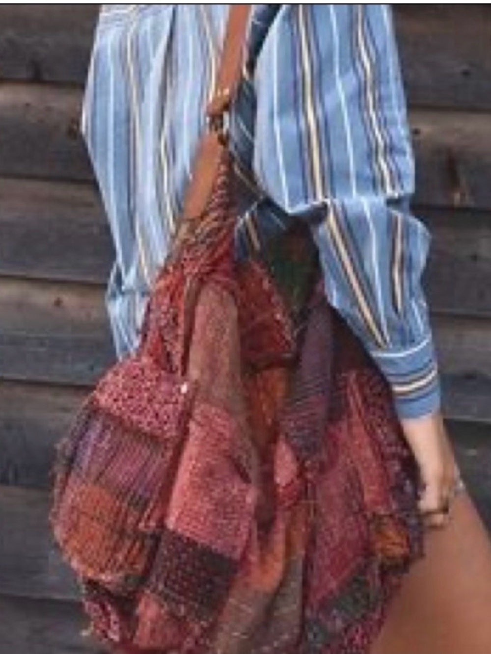 Free People Red Patchwork Hobo Shoulder Bag